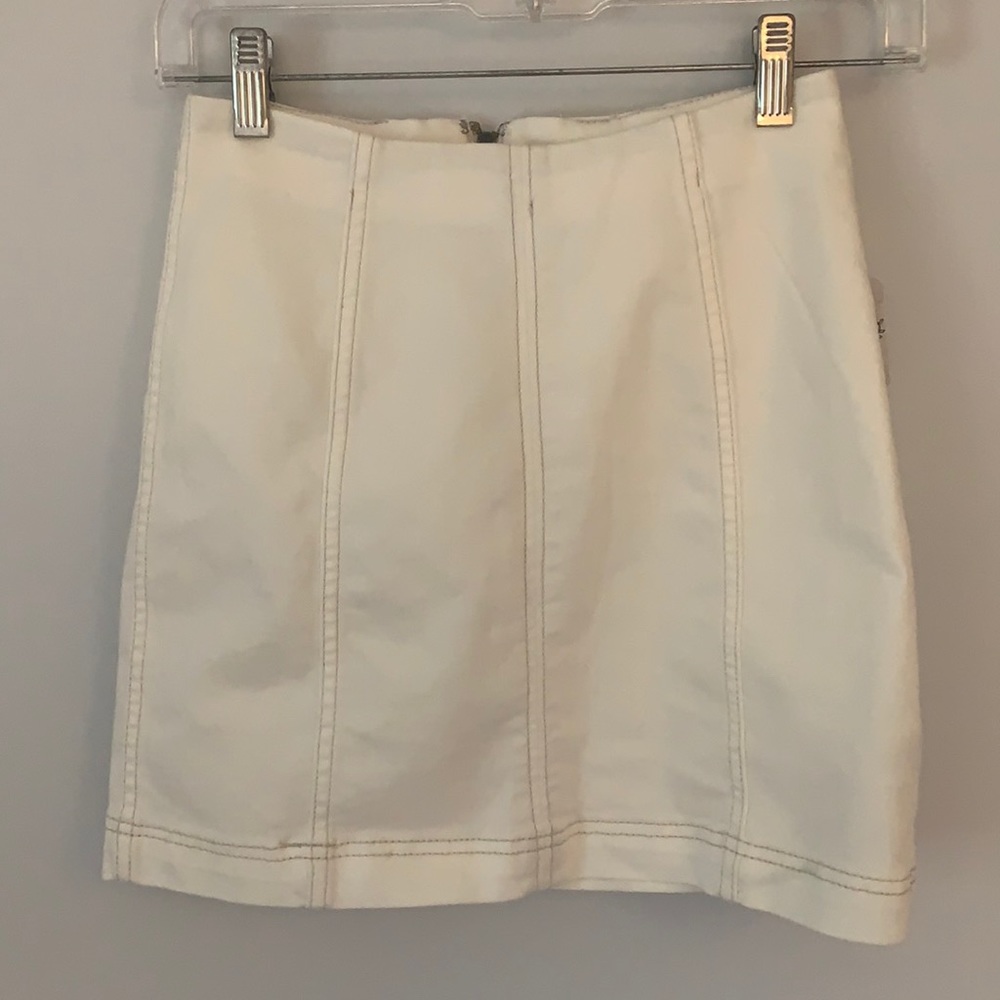 Free People White Jean skirt